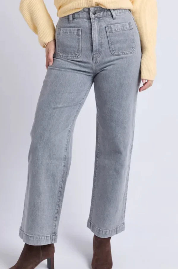 Sarah Wide Leg Jeans - Washed Grey