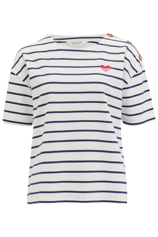 Kirby Breton Tee - Split Heart Stripes