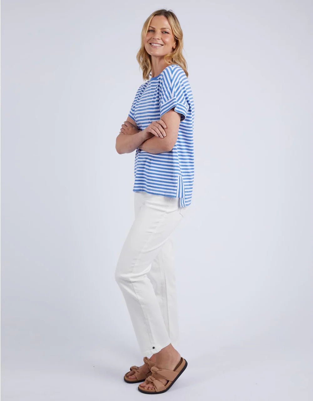 Yara stripe Tee - Cerulean