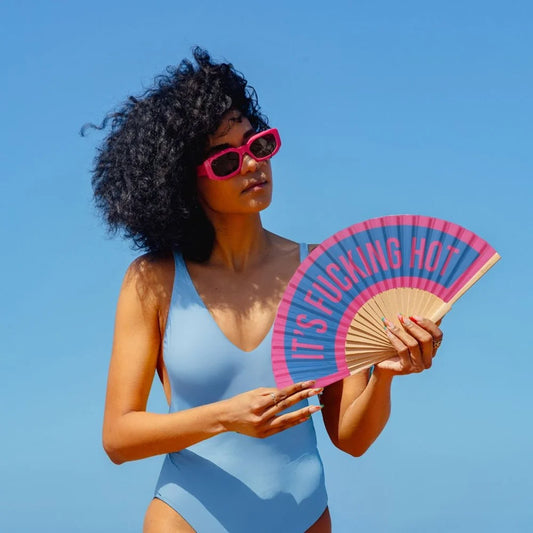 It's Fucking Hot - Pink/Blue Hand Fan