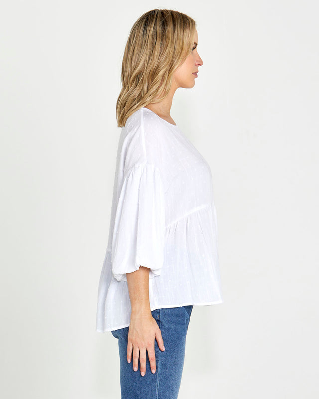 Millie Puff Sleeve Top - White