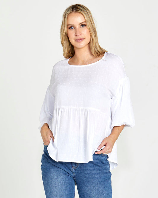 Millie Puff Sleeve Top - White