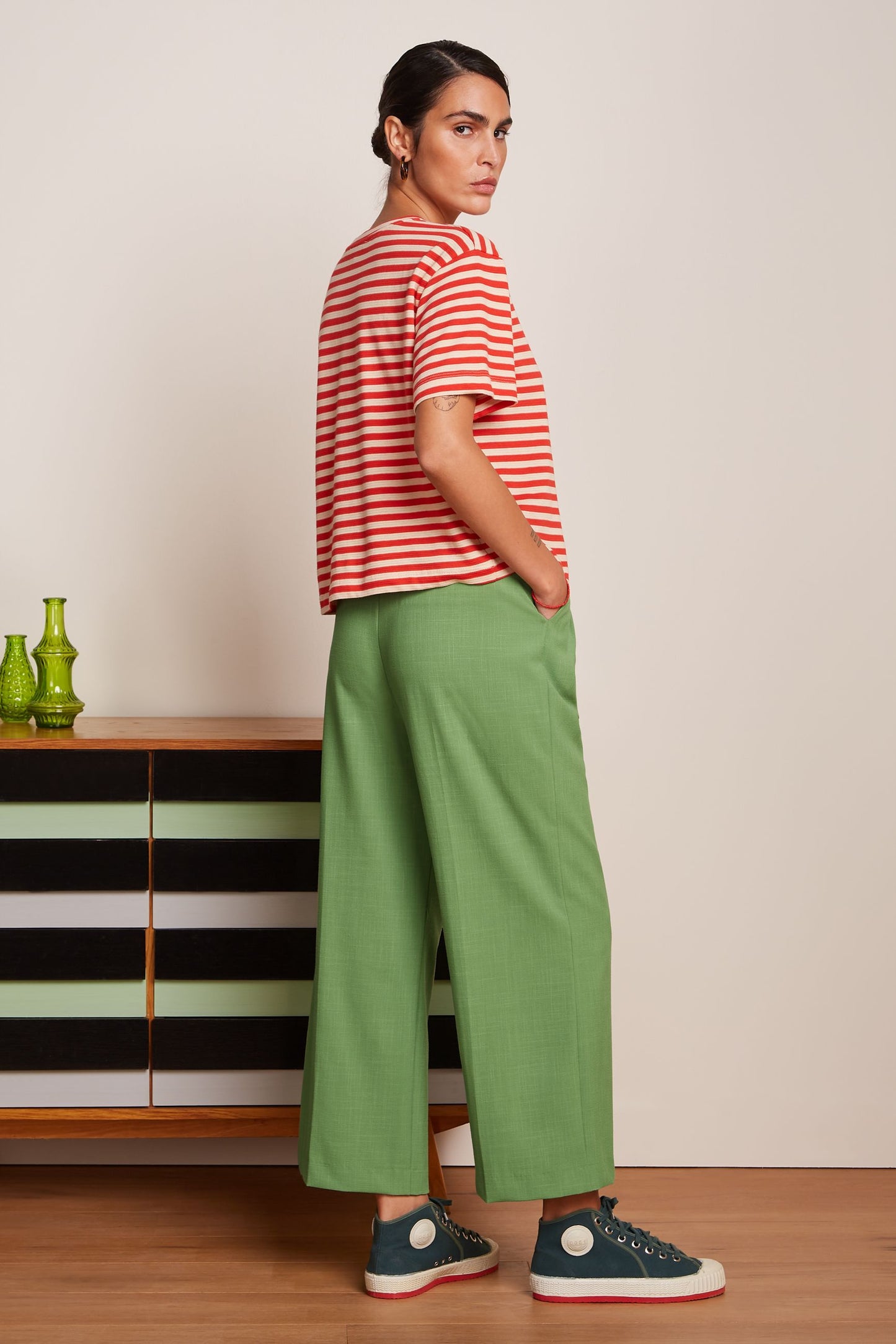 Boxy Tee - Chopito Stripe Fire Red