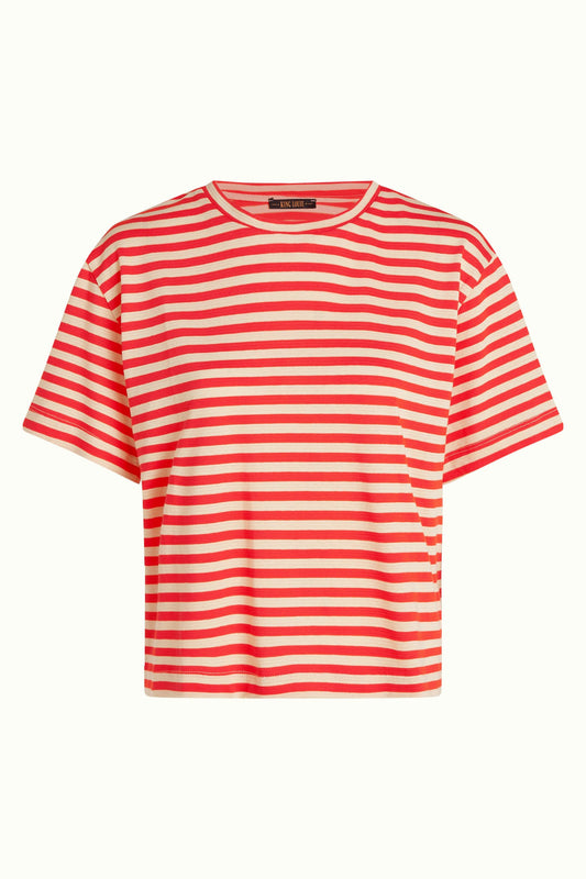 Boxy Tee - Chopito Stripe Fire Red