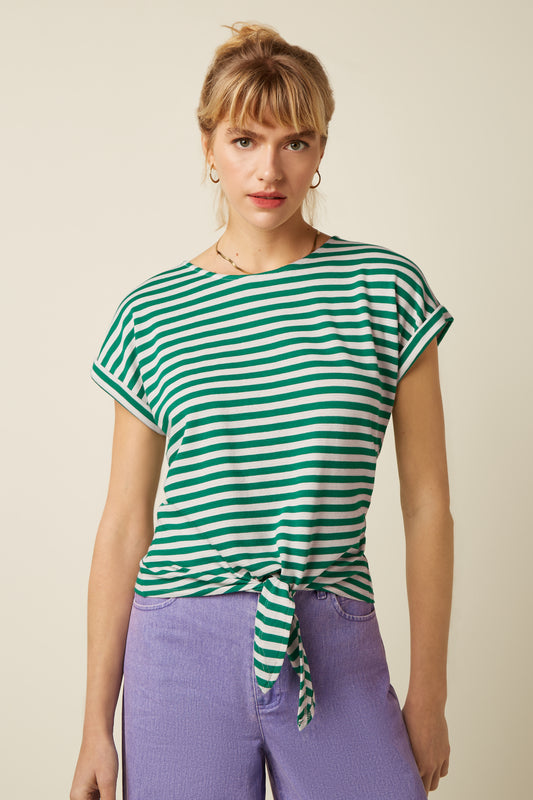 Aria Knot Shirt Chopito Stripe - Ultra Green