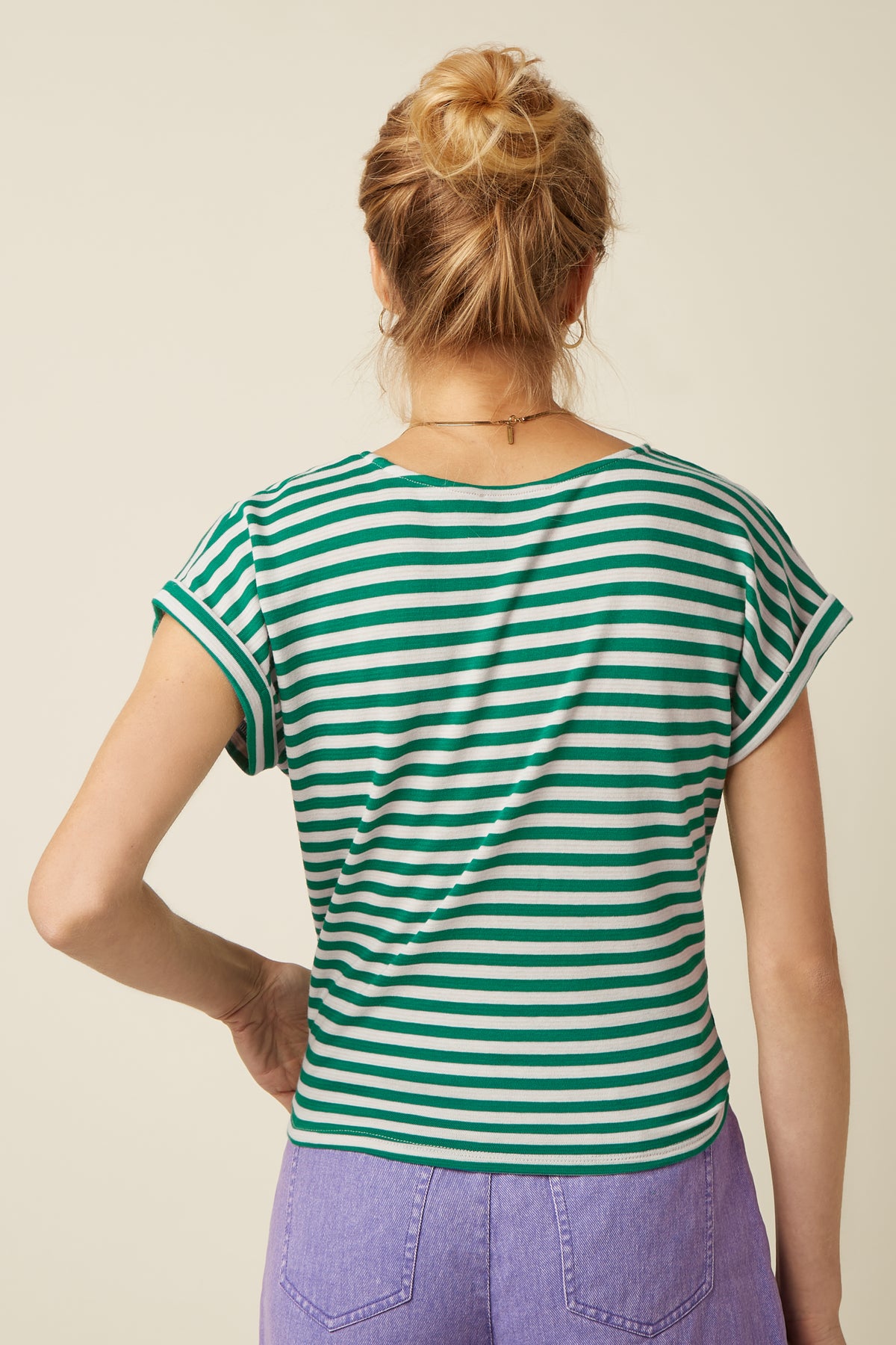 Aria Knot Shirt Chopito Stripe - Ultra Green