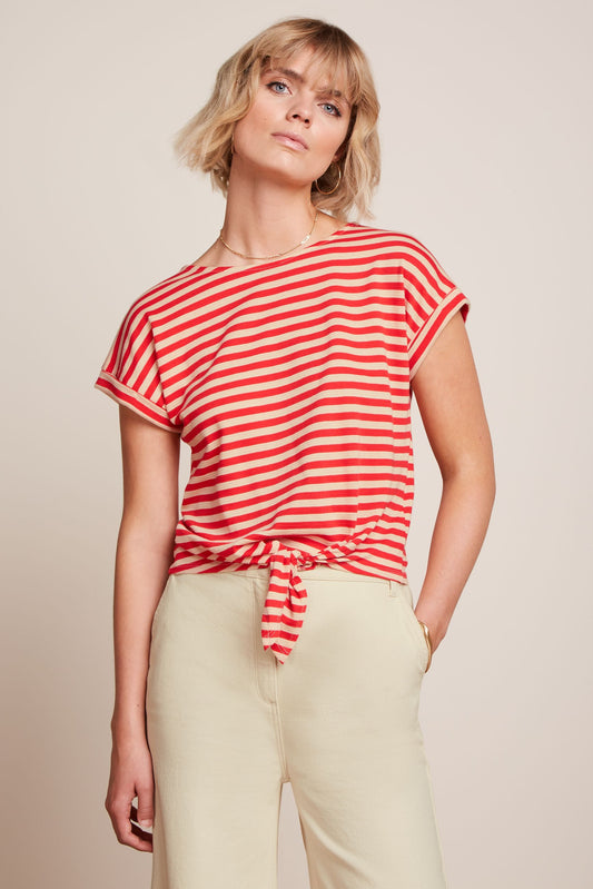 Aria Knot Top  - Chopito Stripe Fire Red