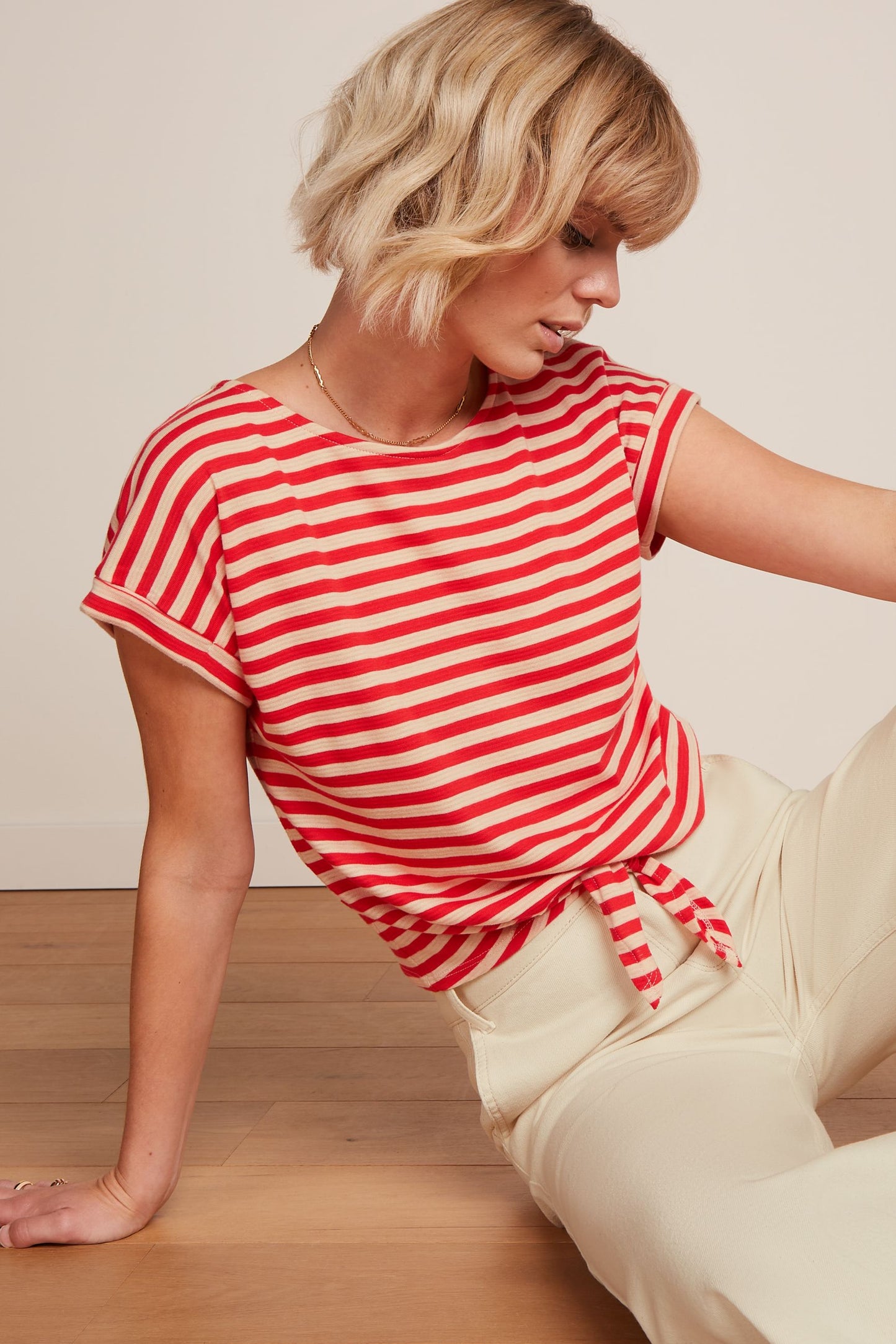 Aria Knot Top  - Chopito Stripe Fire Red