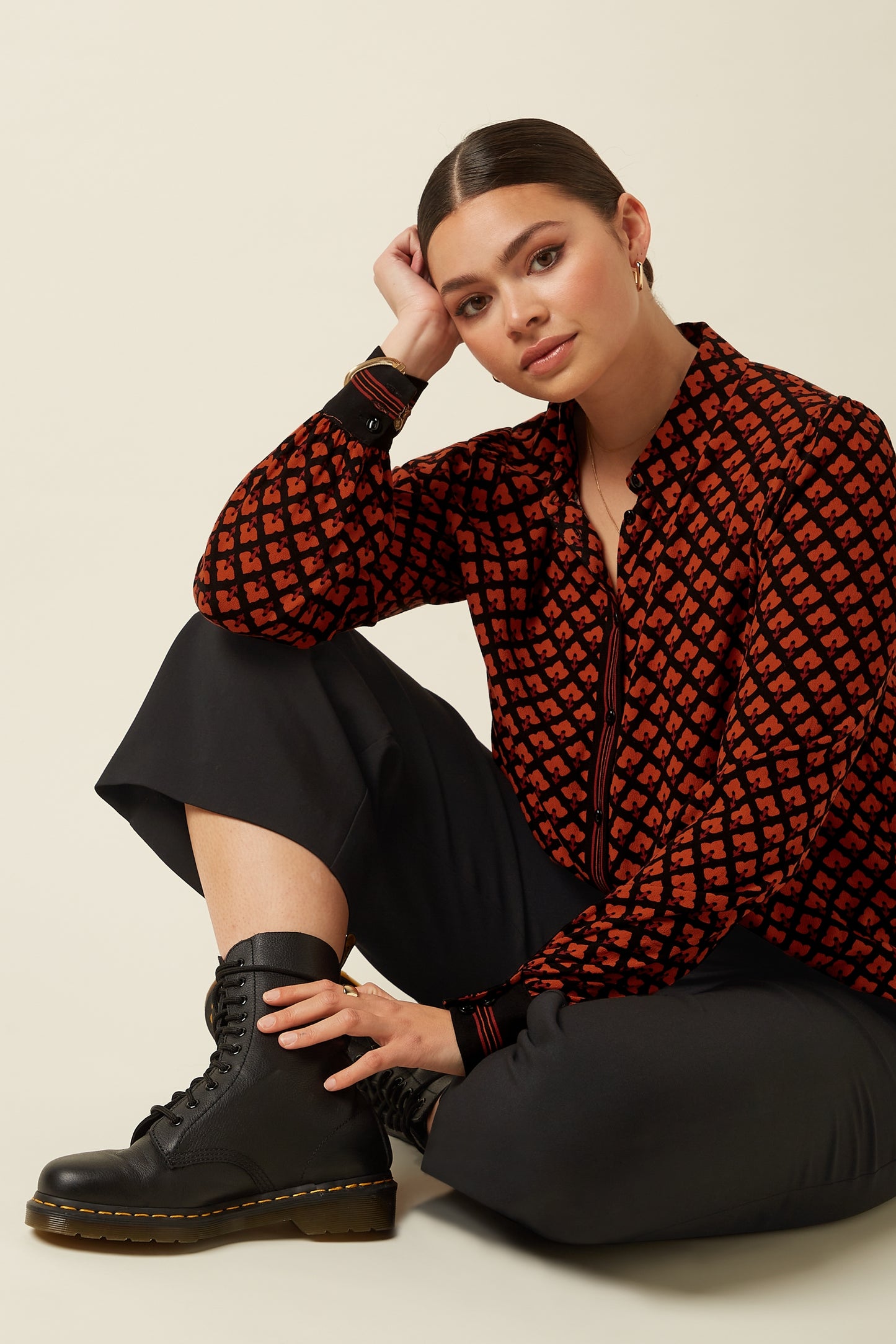 Maisie Blouse - Moire Black