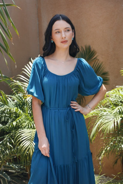 Elise Dress - Teal Twill