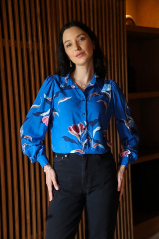 Joyce Blouse - Blue Magnolias