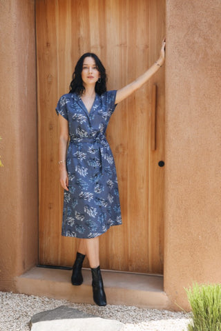 Maisie Dress - Blue Leaves