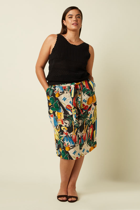 Lola Button Skirt Tropez - Black