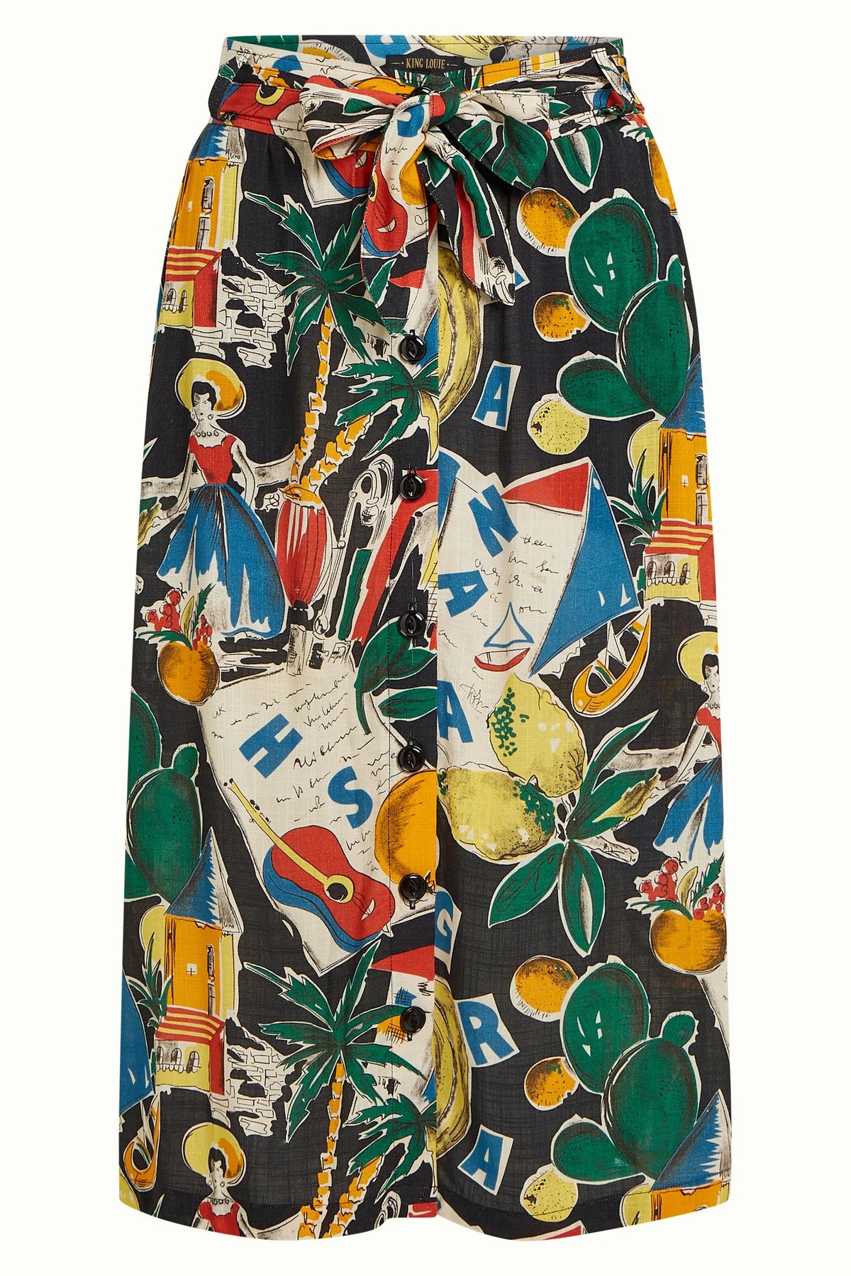 Lola Button Skirt Tropez - Black