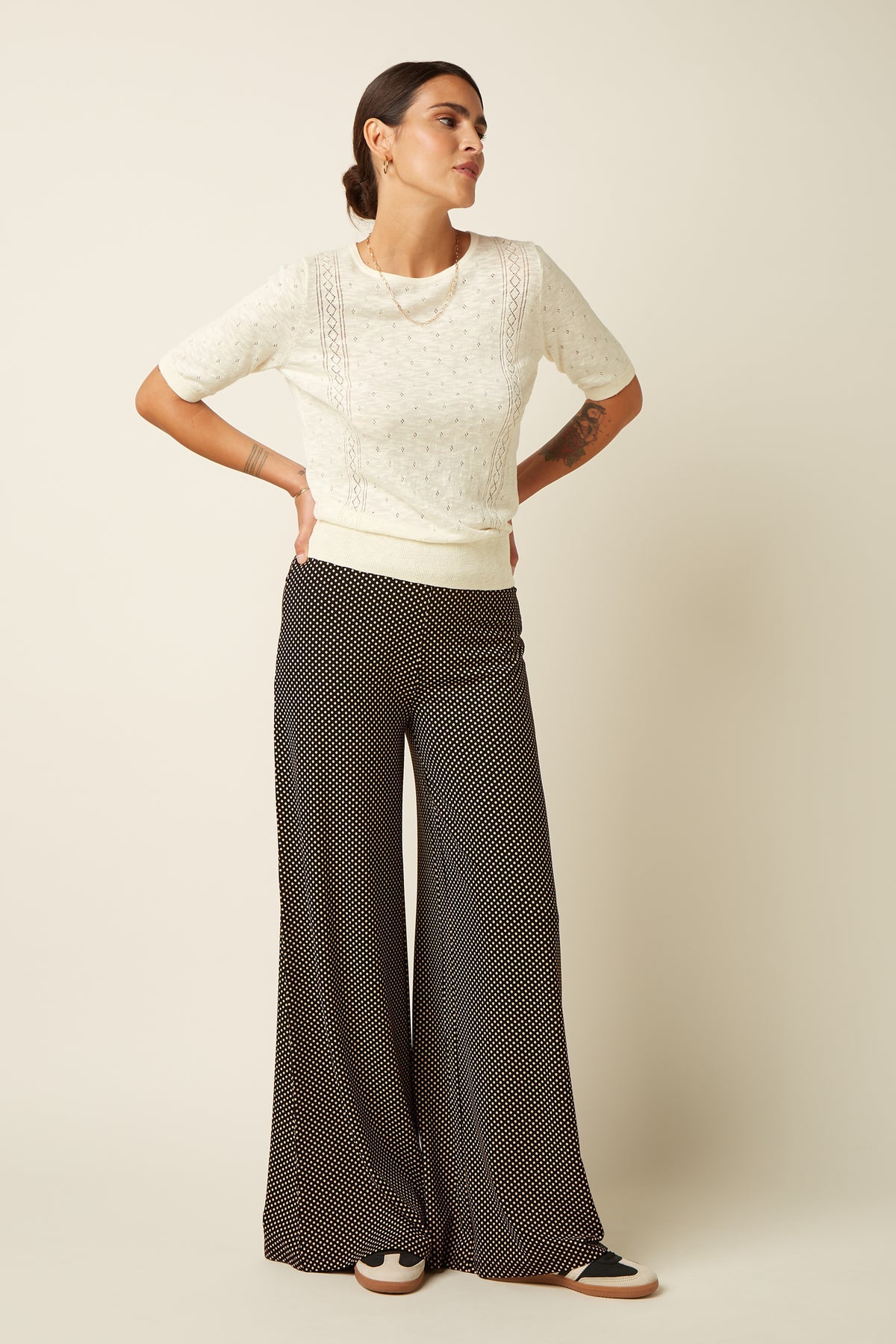 Border Palazzo Pants Piper Jersey - Black
