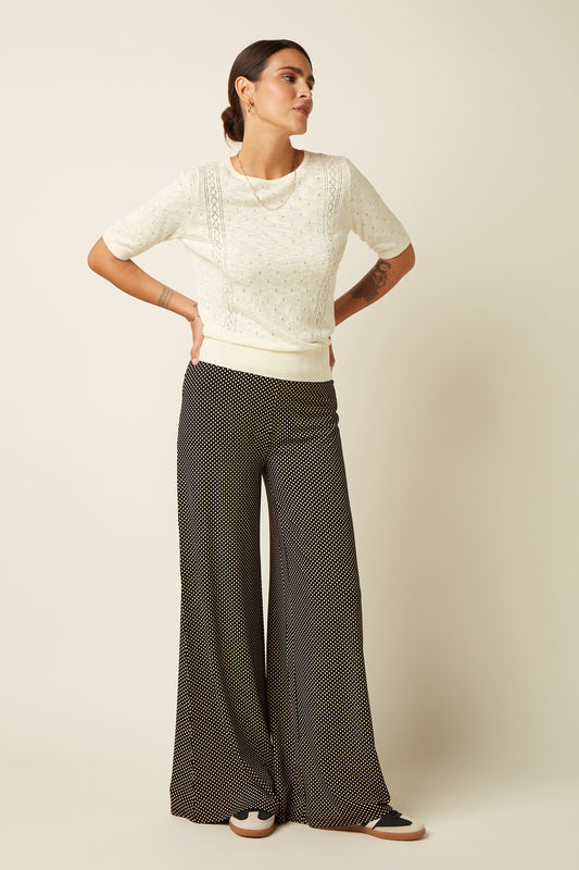 Border Palazzo Pants Piper Jersey - Black