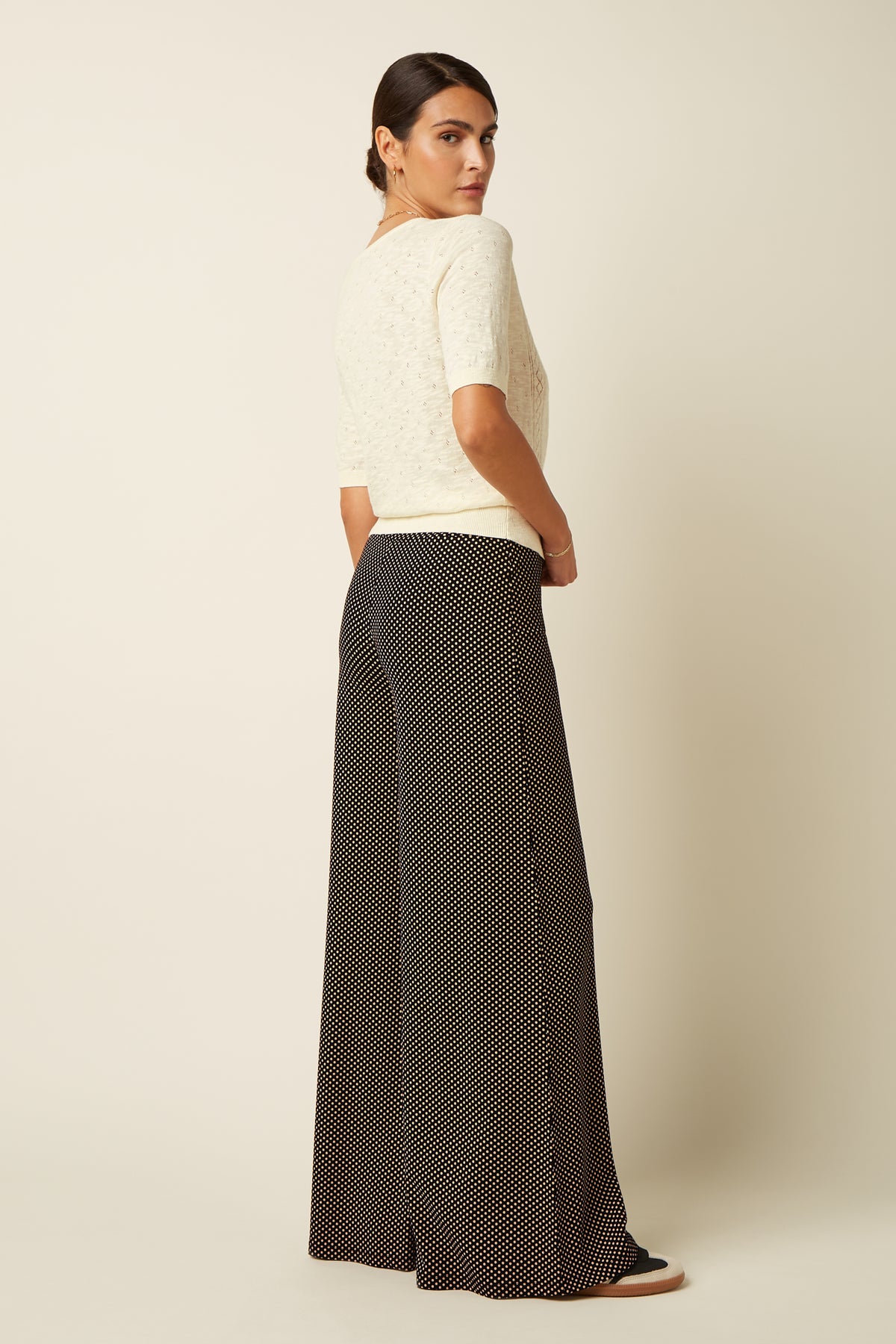 Border Palazzo Pants Piper Jersey - Black