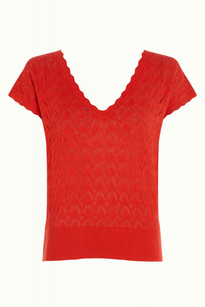 Lila V-Neck Top - Sunset Red