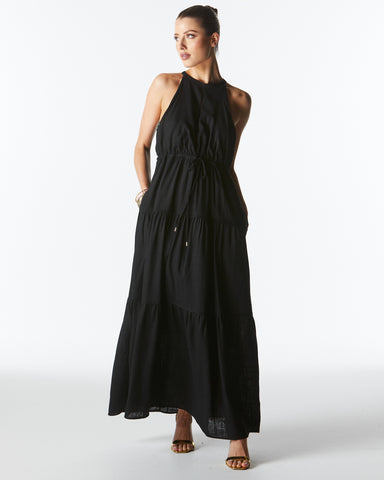 Mid Summer Halter Dress - Black