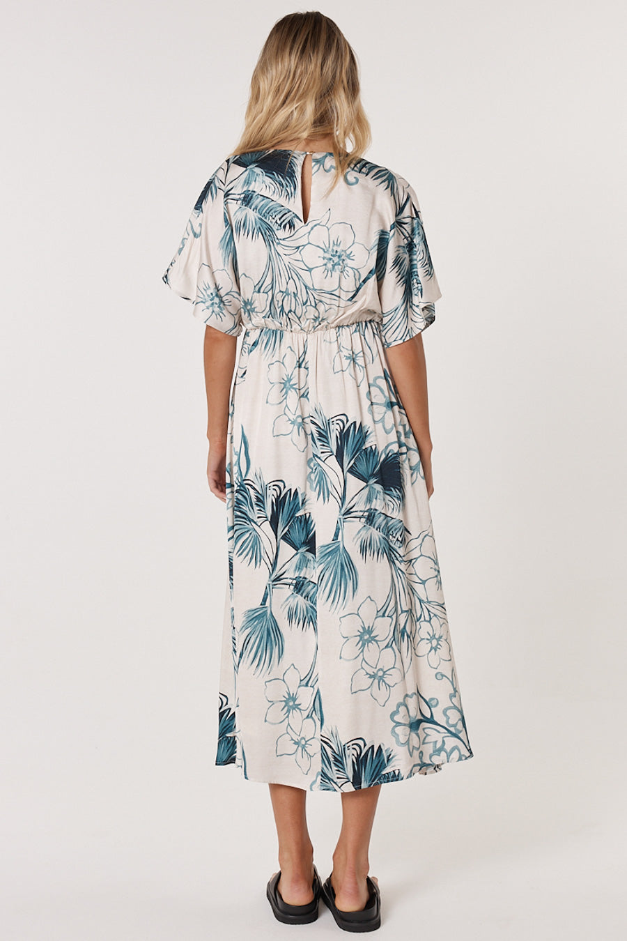 Solstice Palms Midi Dress - Cream