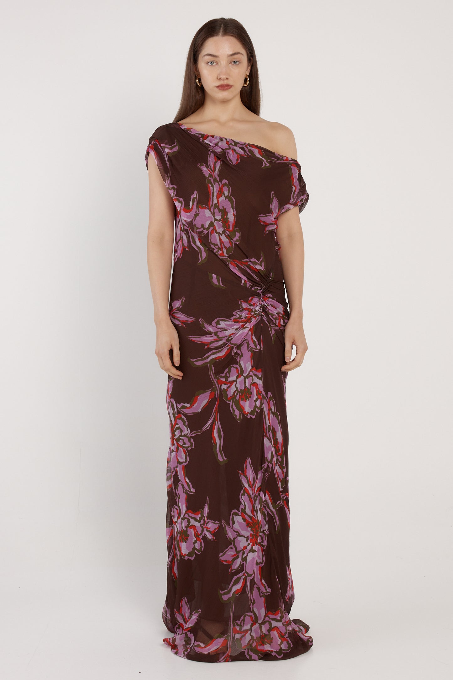 Margo One Shoulder Dress - Dark Flower