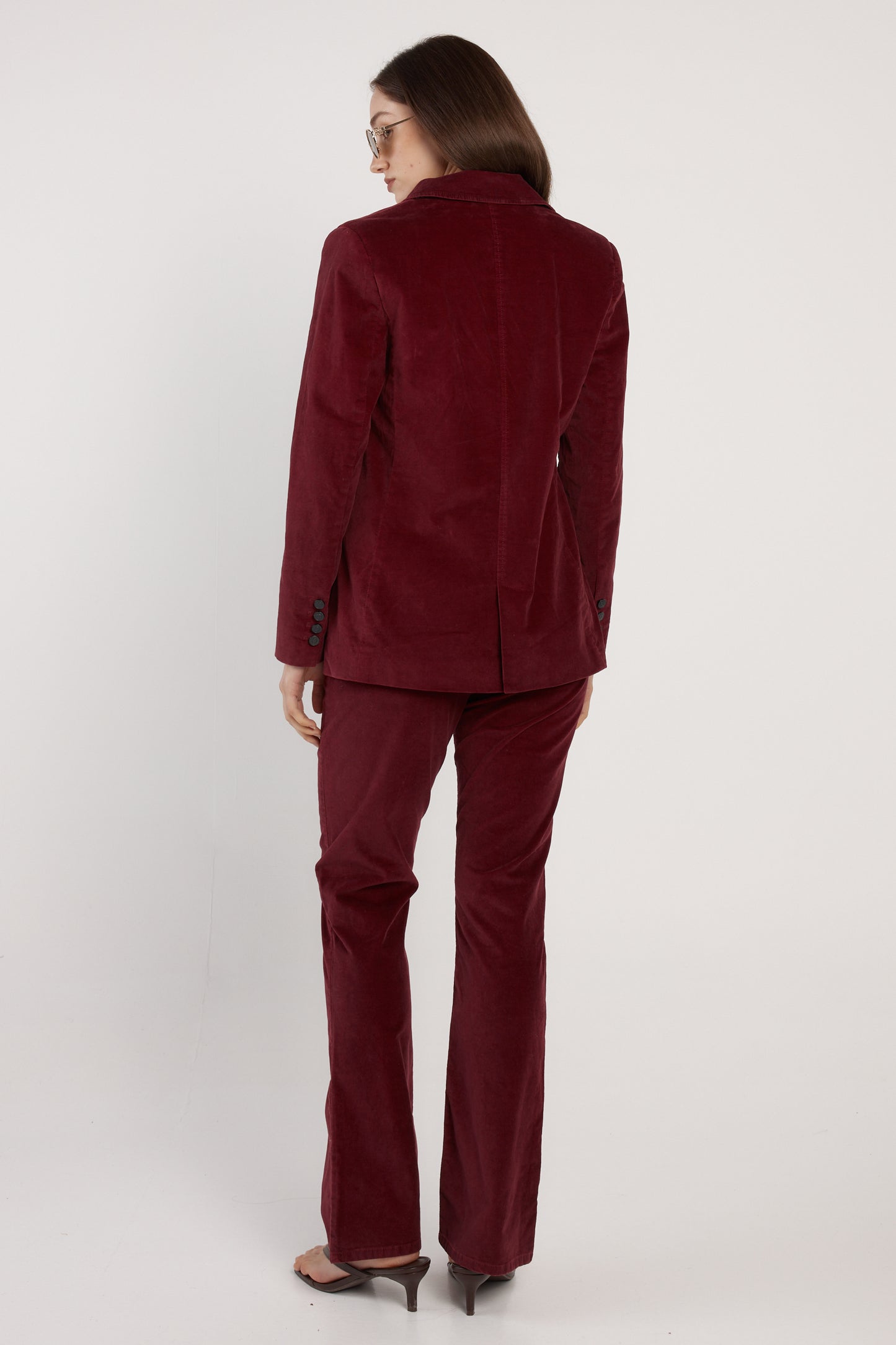 Rhea Velvet Blazer - Burgundy