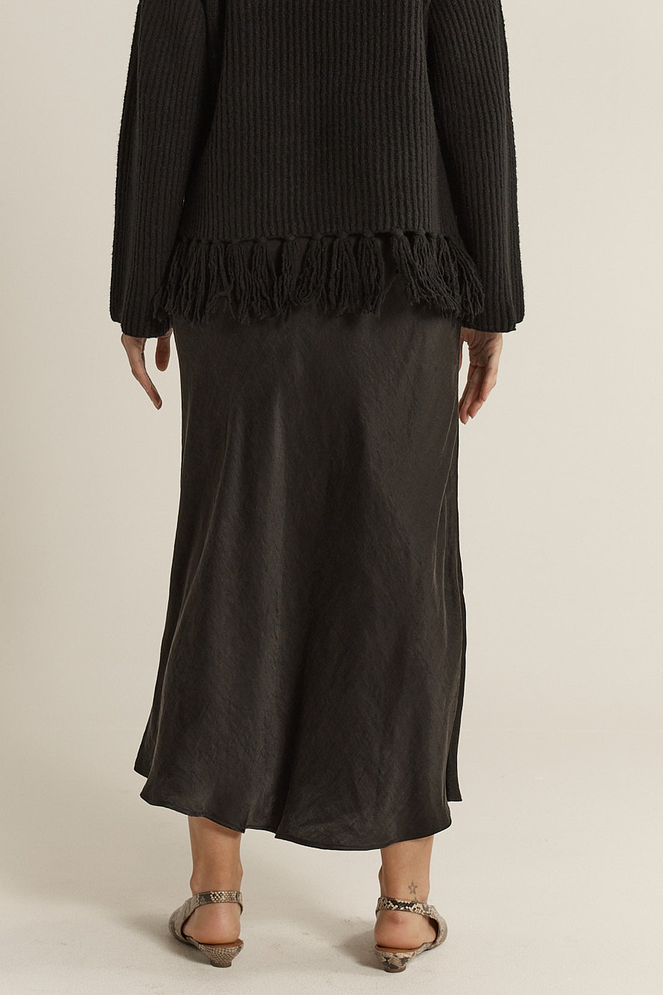Anya Bias Cut Skirt - Black
