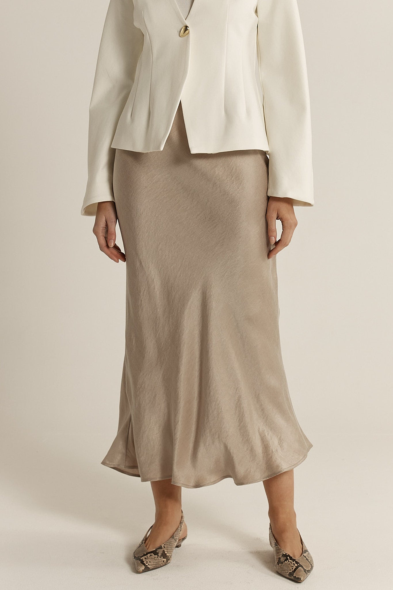 Anya Bias Cut Skirt - Champagne