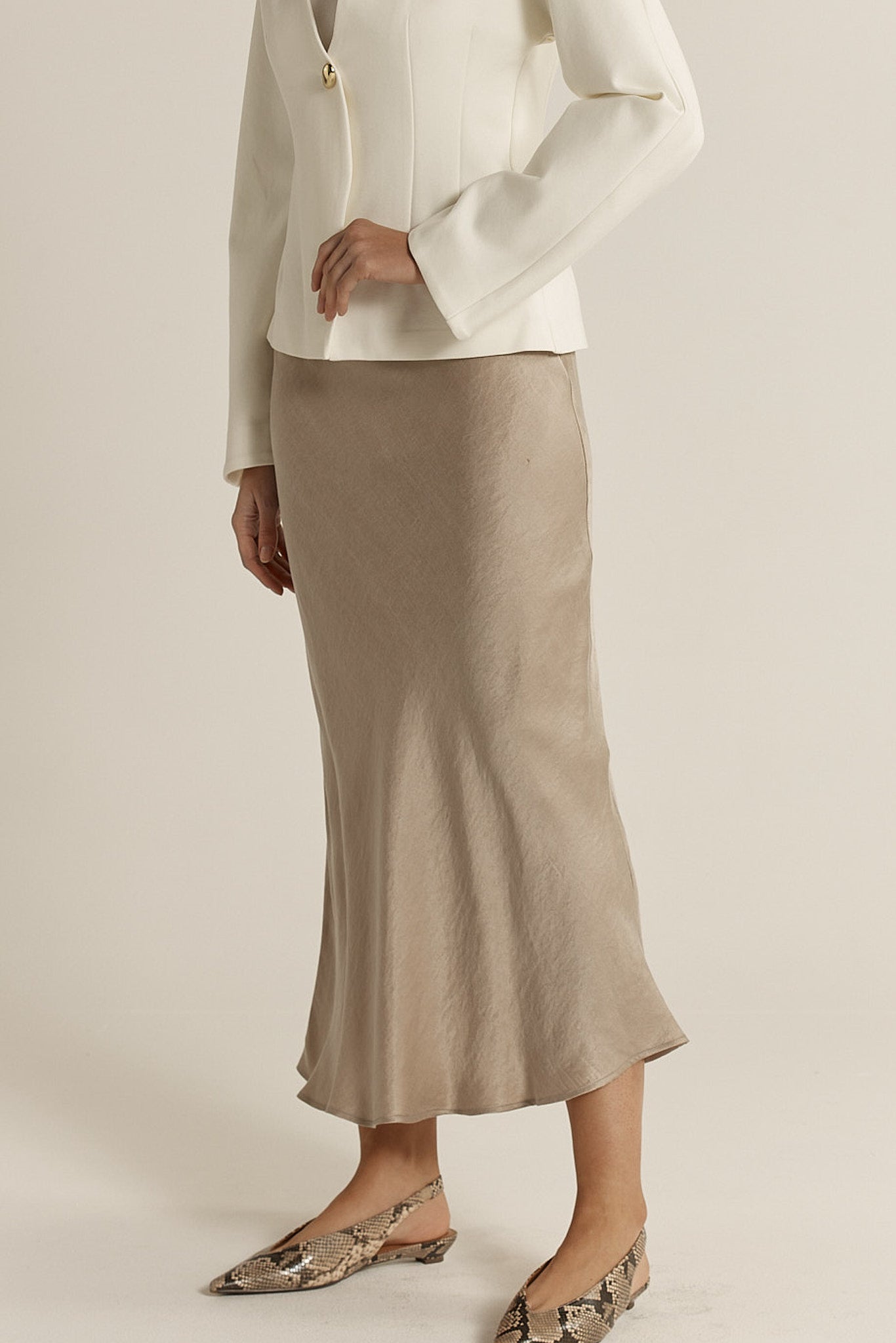 Anya Bias Cut Skirt - Champagne
