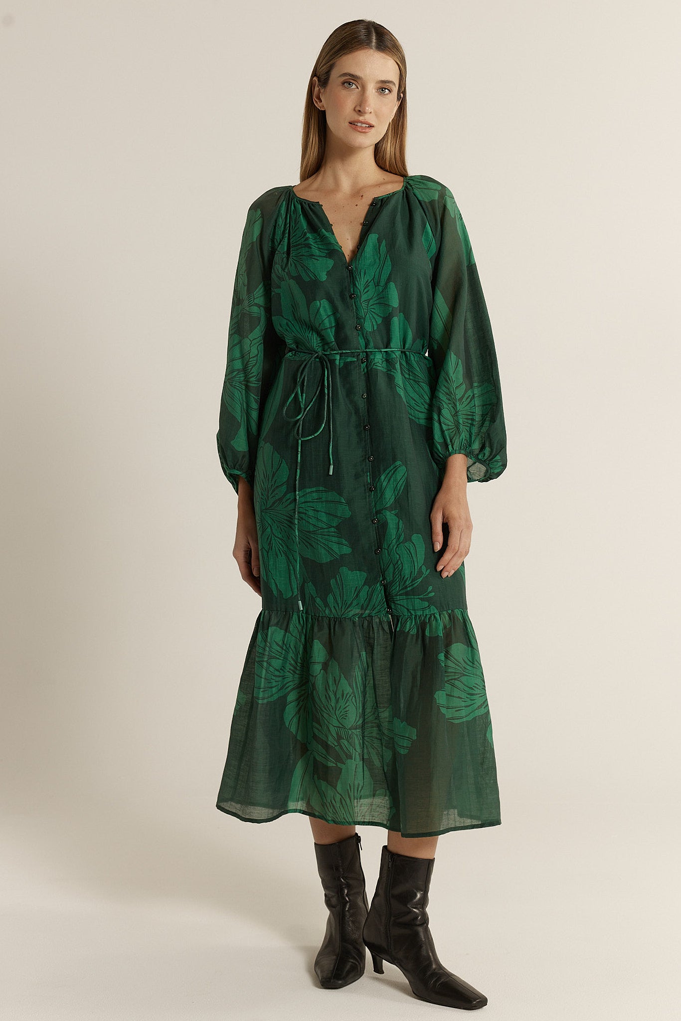 Lynn Tiered Dress - Evergreen