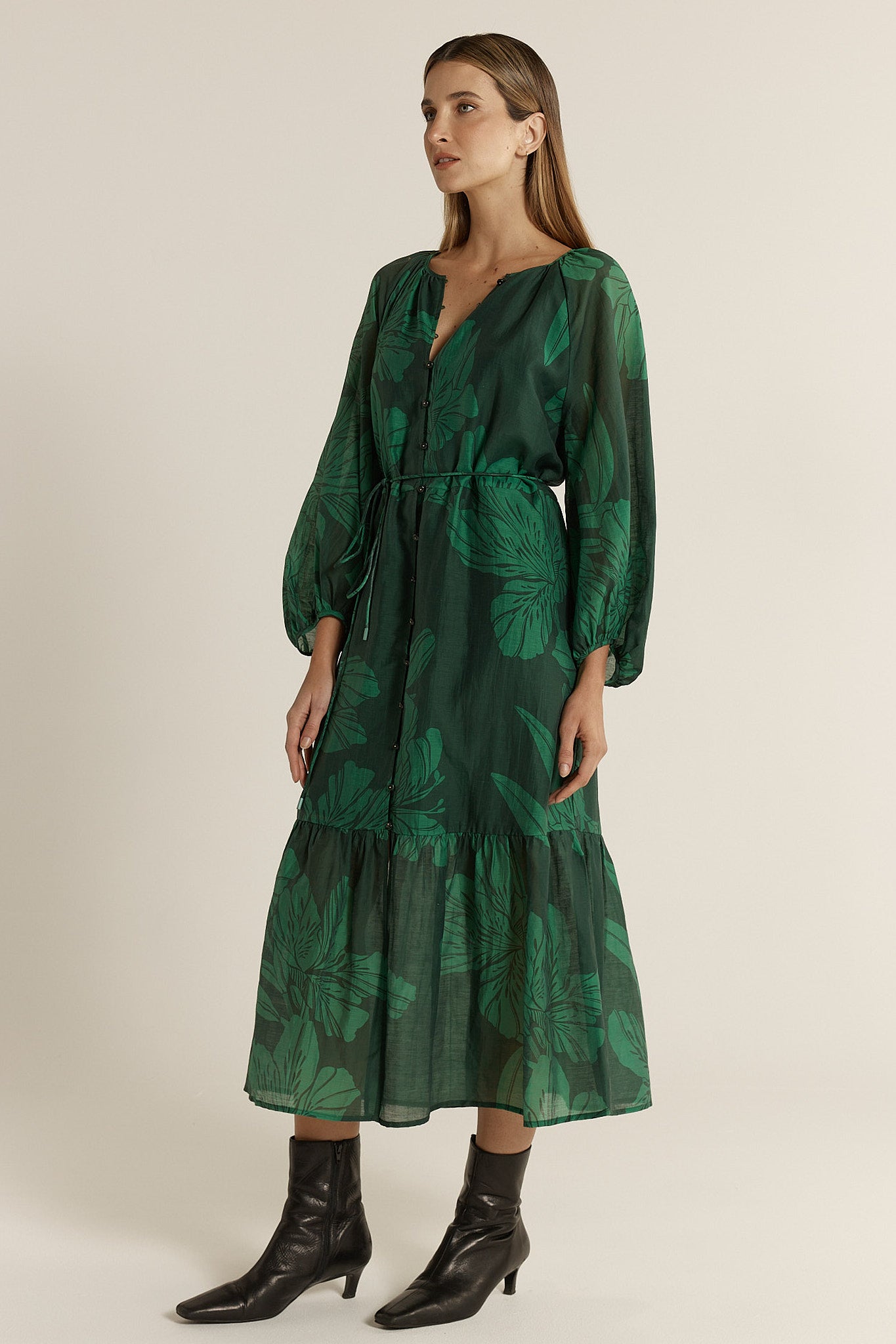 Lynn Tiered Dress - Evergreen