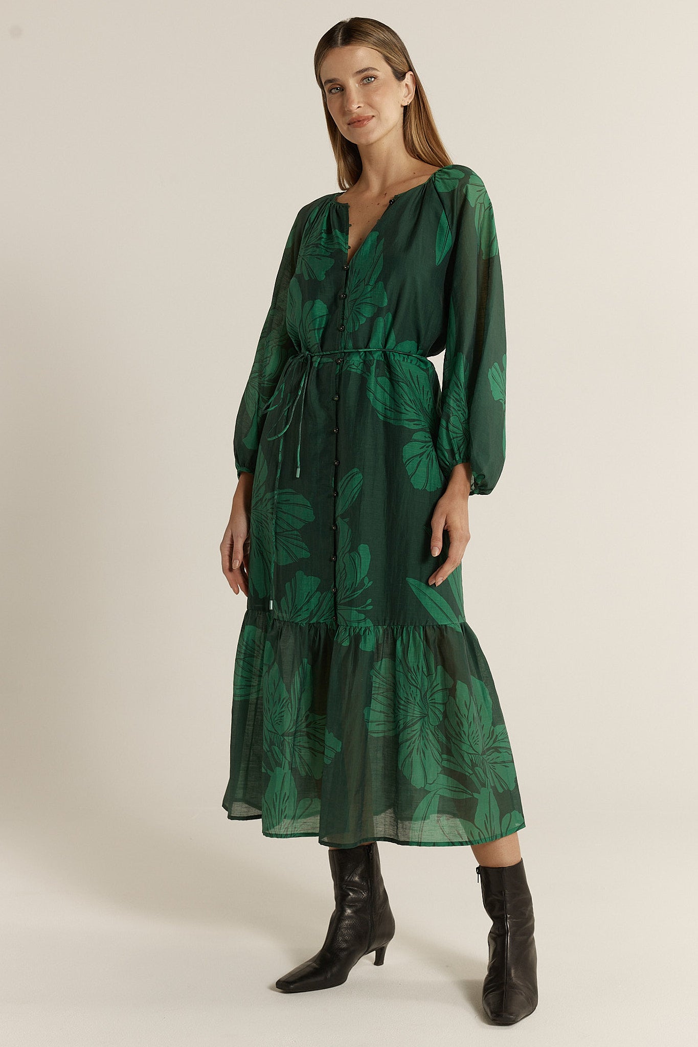 Lynn Tiered Dress - Evergreen
