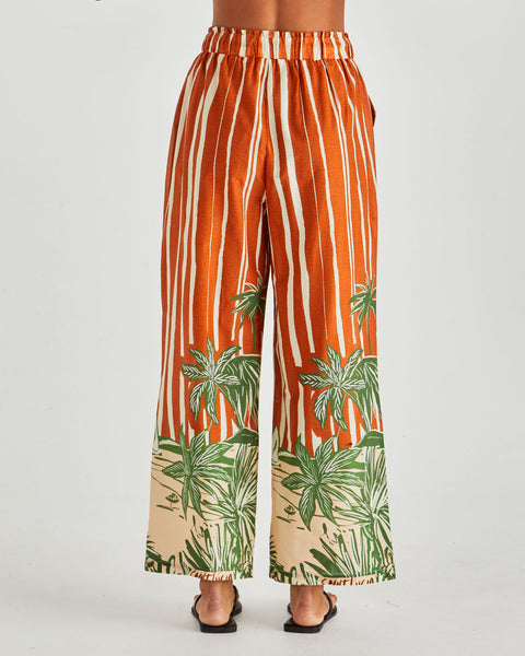 Mina Elasticated Pants - Palm Stripe Orange