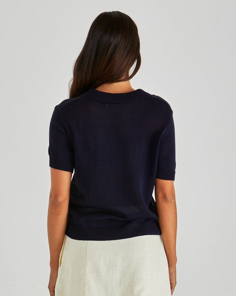 Abbie Knit Polo - Navy