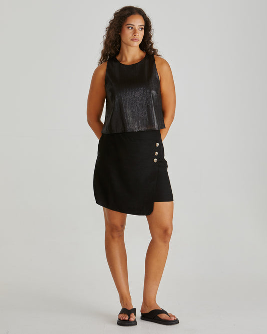 Coast Mini Wrap Skirt - Black