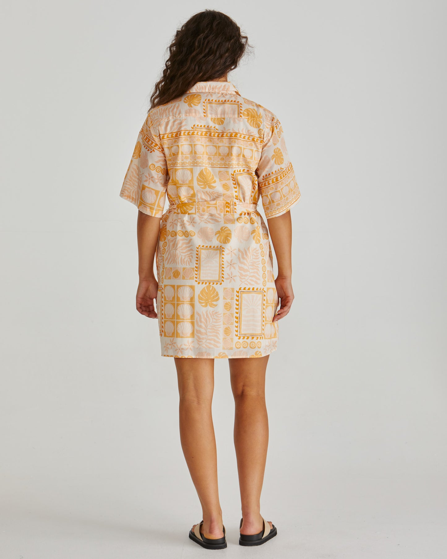 Coast Mini Shirt Dress - Peach Shell Patchwork