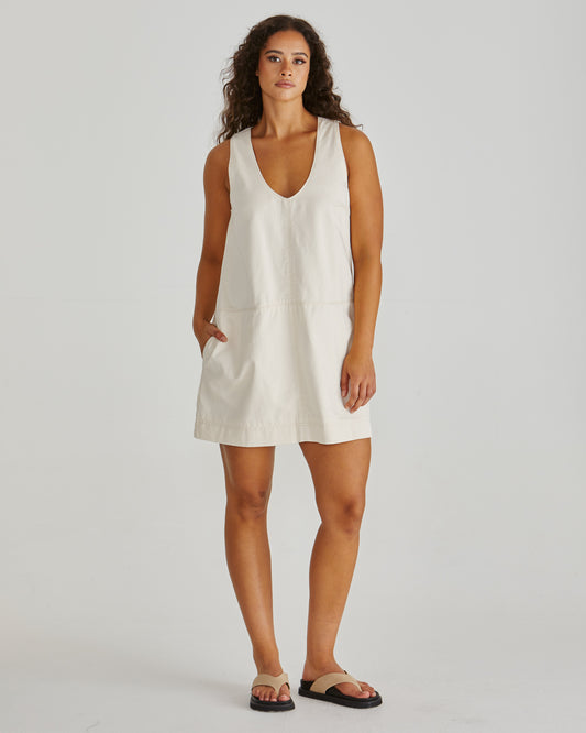 Marcy Denim Shift Dress - Parchment