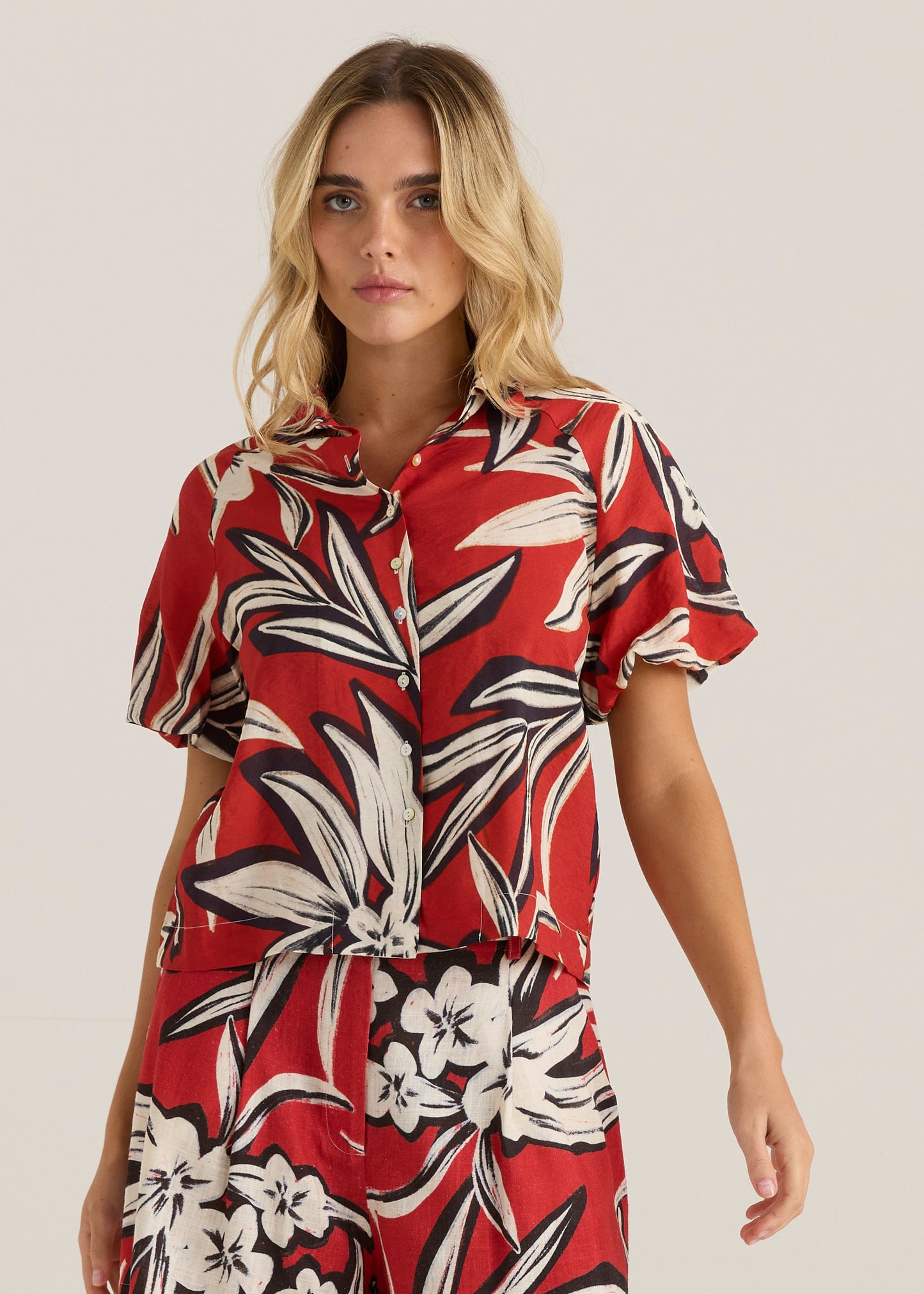 Anella Bubble Sleeve Blouse - Asperula Floral