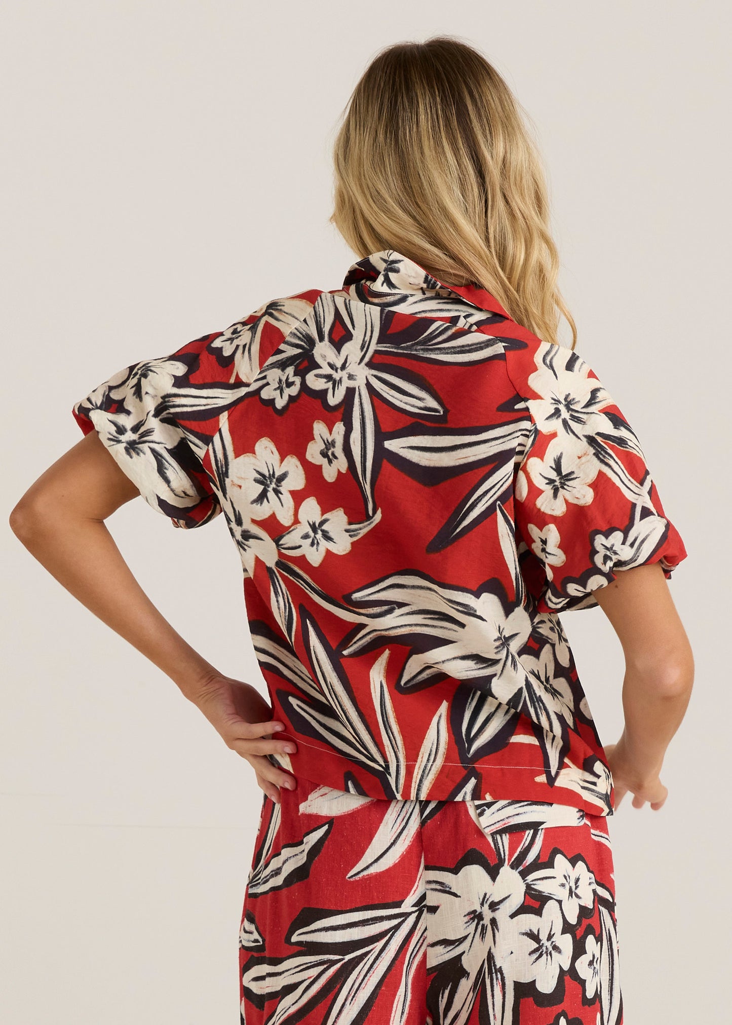 Anella Bubble Sleeve Blouse - Asperula Floral