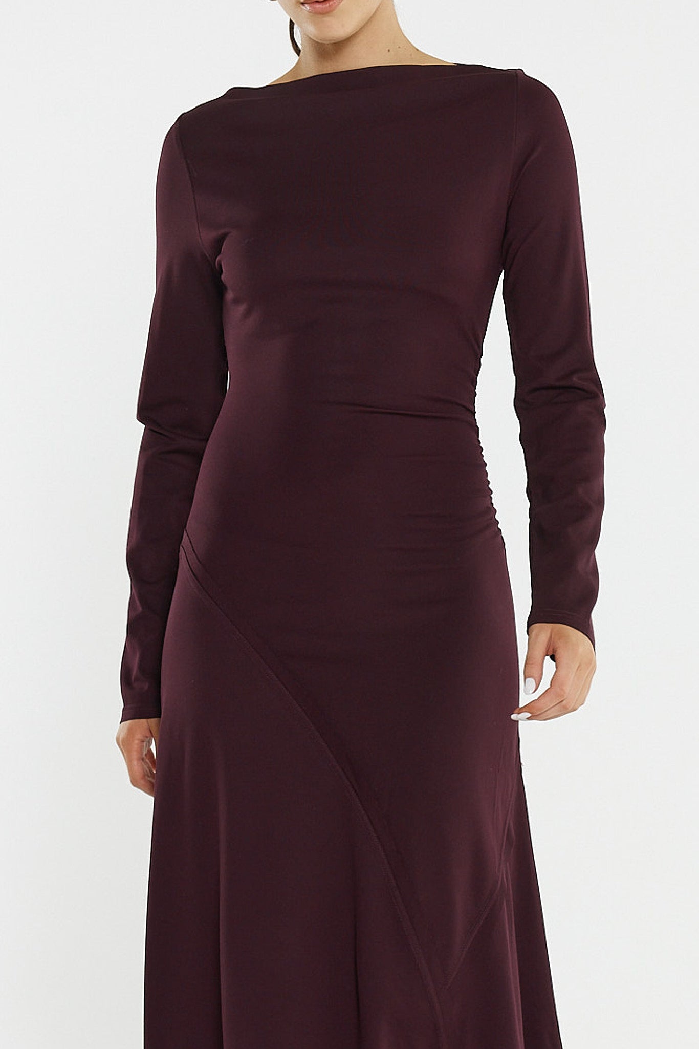 Jade Seamed Jersey Dress - Burgundy