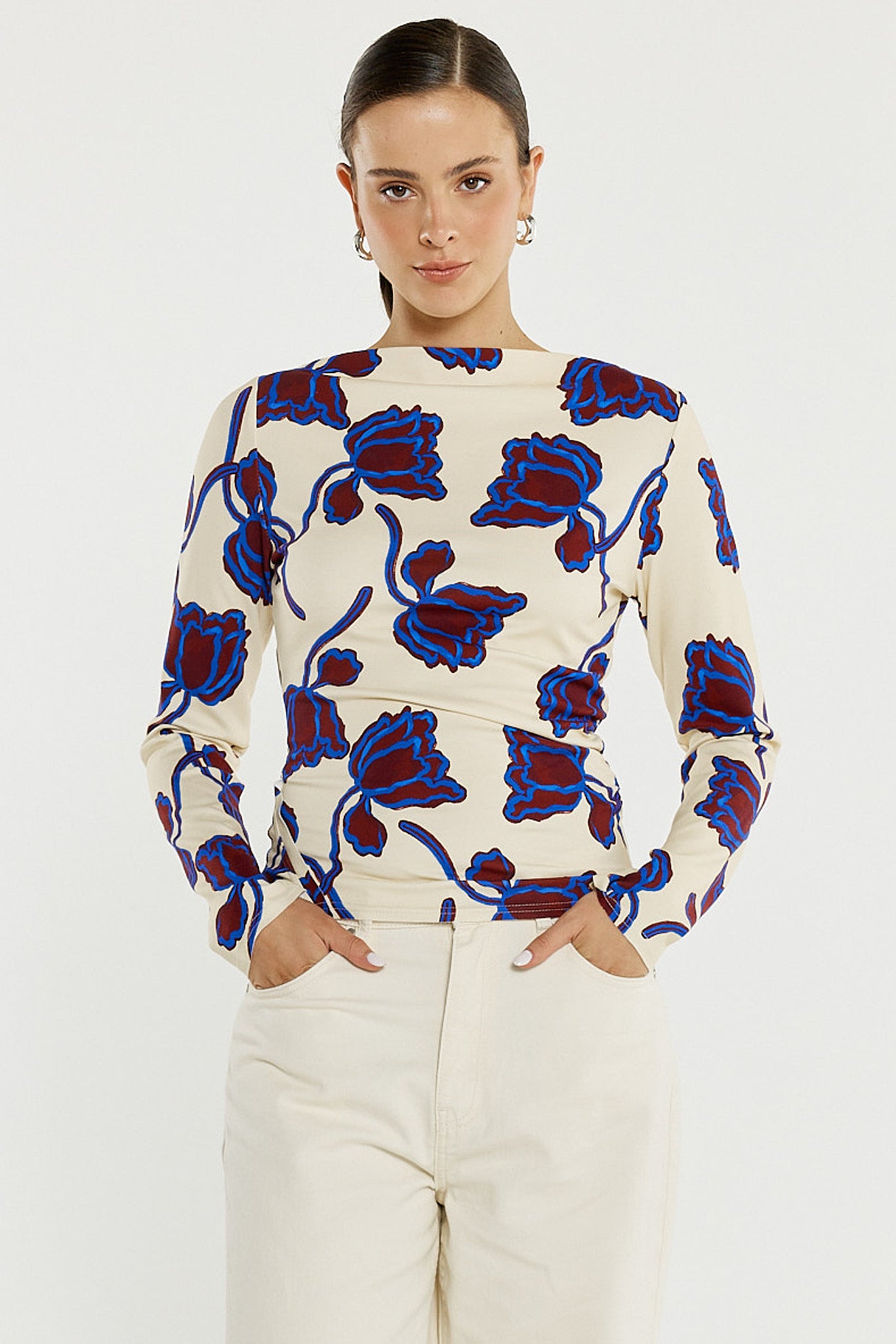 Jade Seamed Jersey Top - Winter Poppy