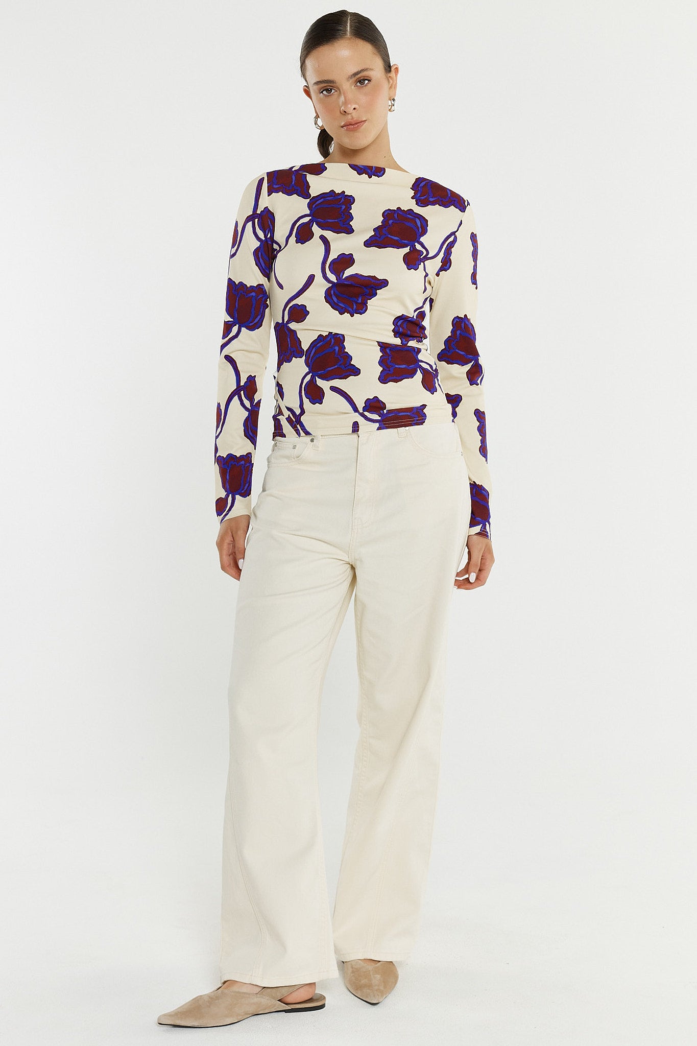 Jade Seamed Jersey Top - Winter Poppy