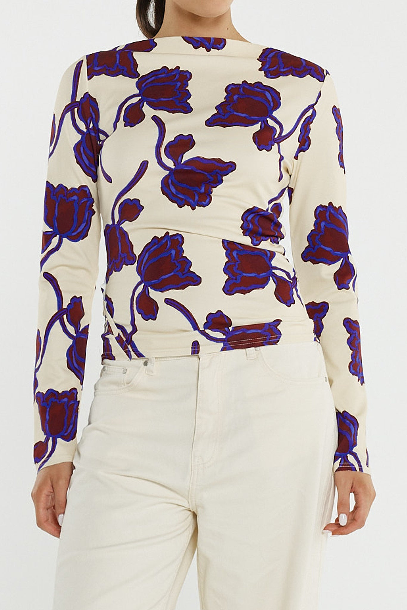 Jade Seamed Jersey Top - Winter Poppy