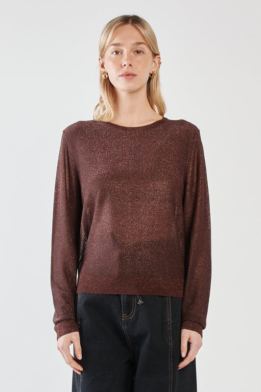 Maiken Lurex Knit Jumper - Chocolate