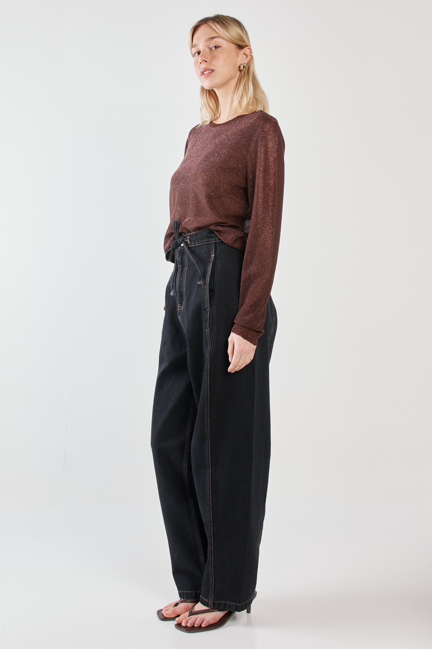 Maiken Lurex Knit Jumper - Chocolate