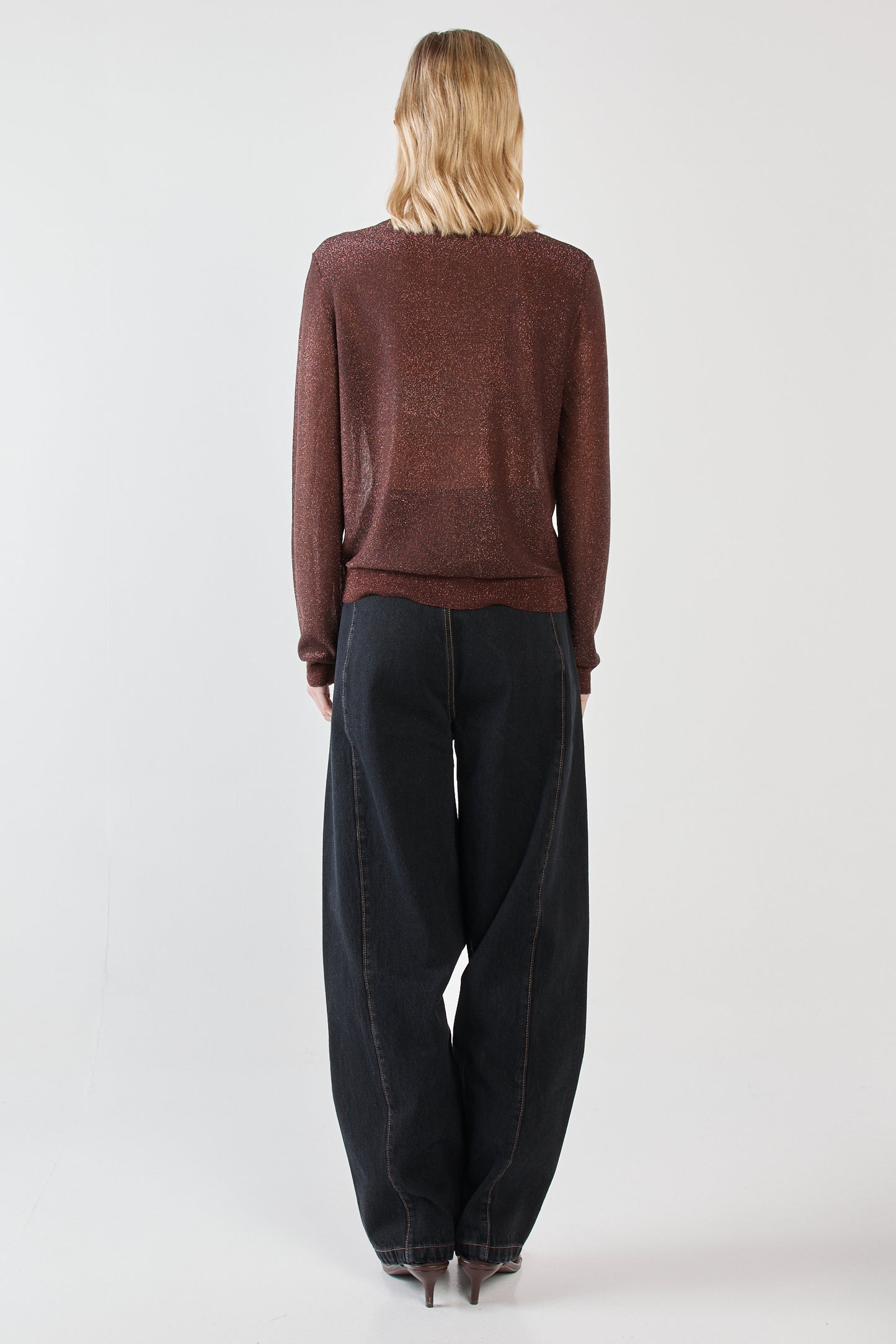 Maiken Lurex Knit Jumper - Chocolate