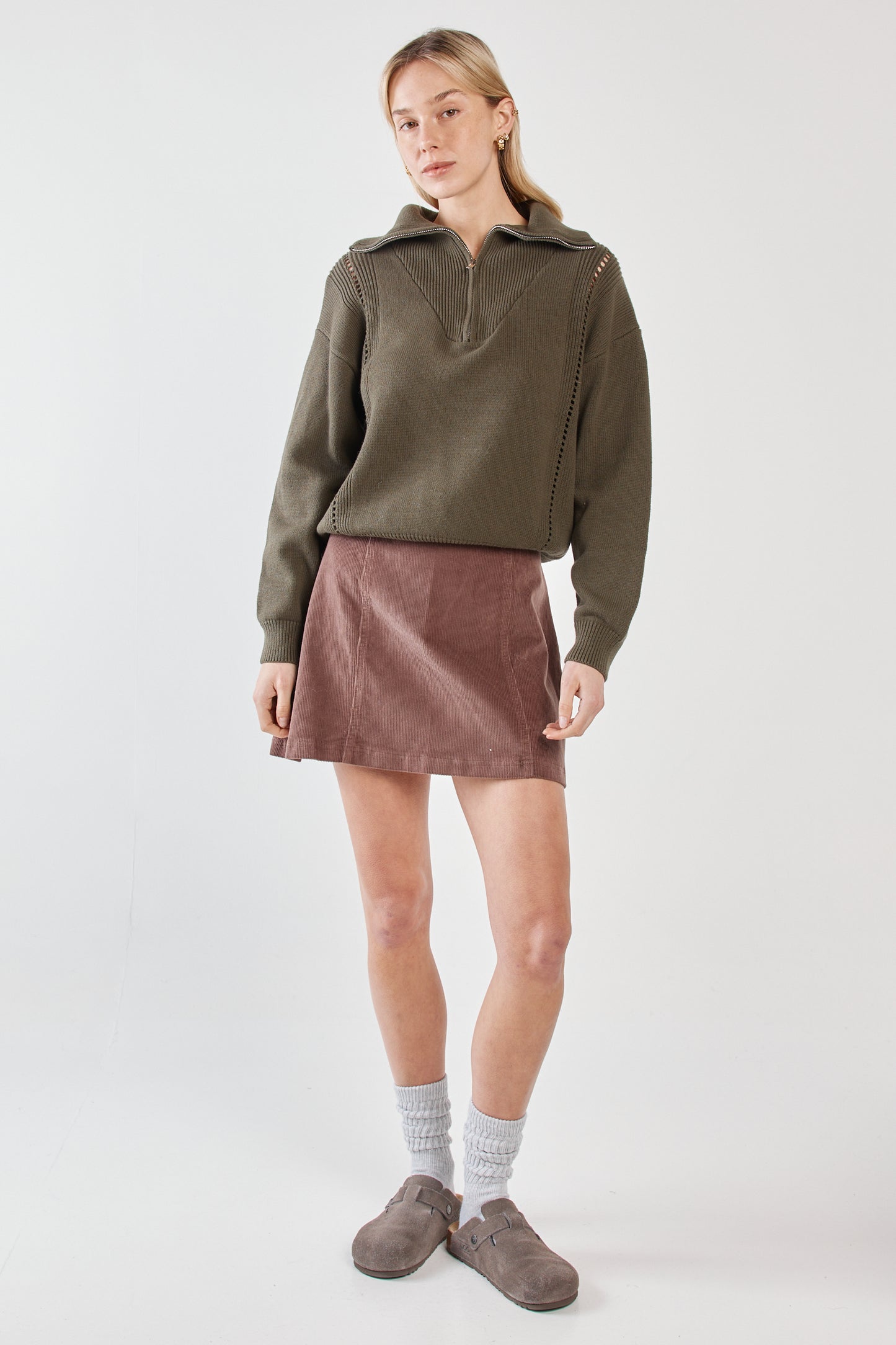 Parco Cord Mini Skirt - Mushroom