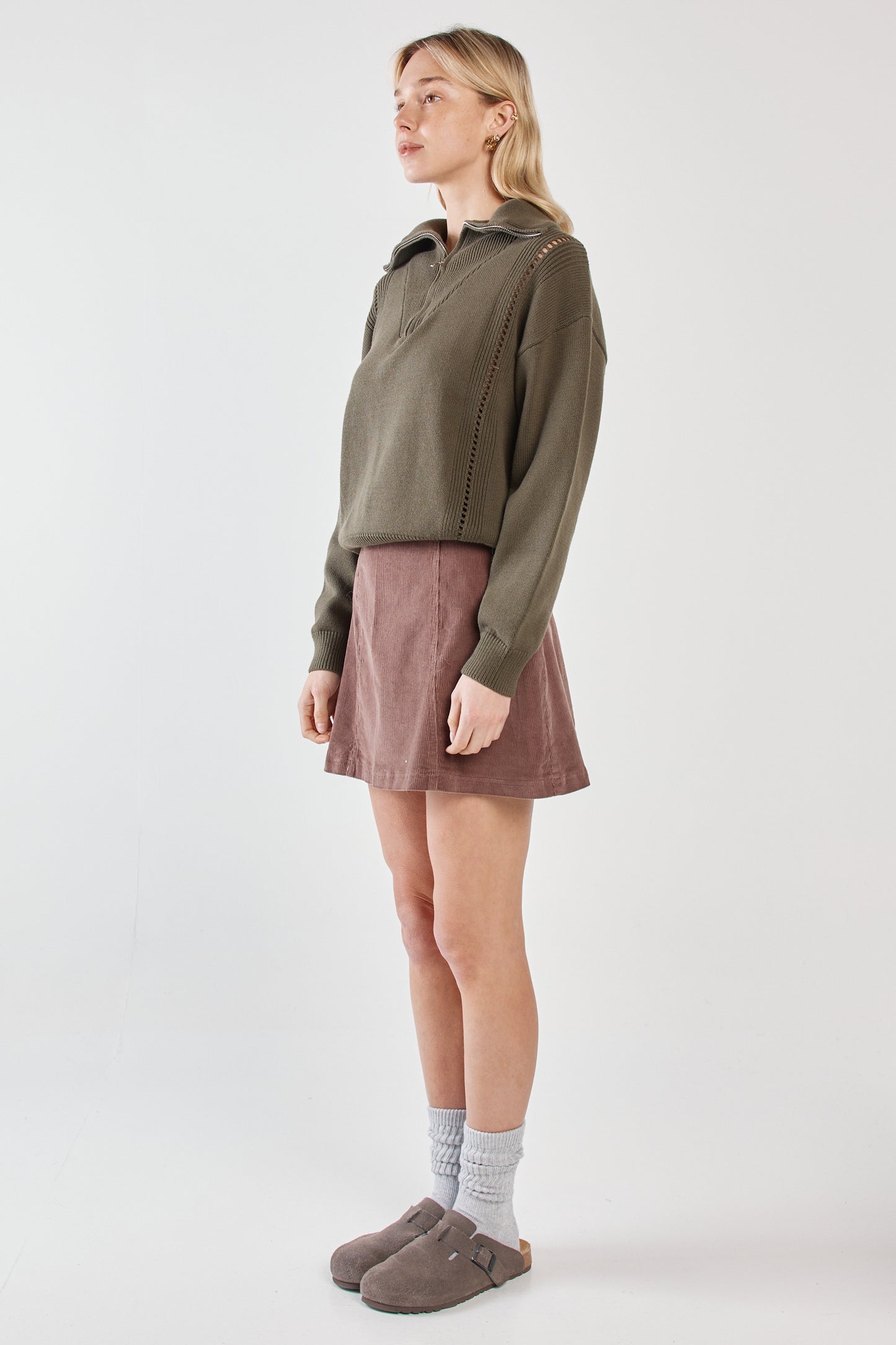 Parco Cord Mini Skirt - Mushroom