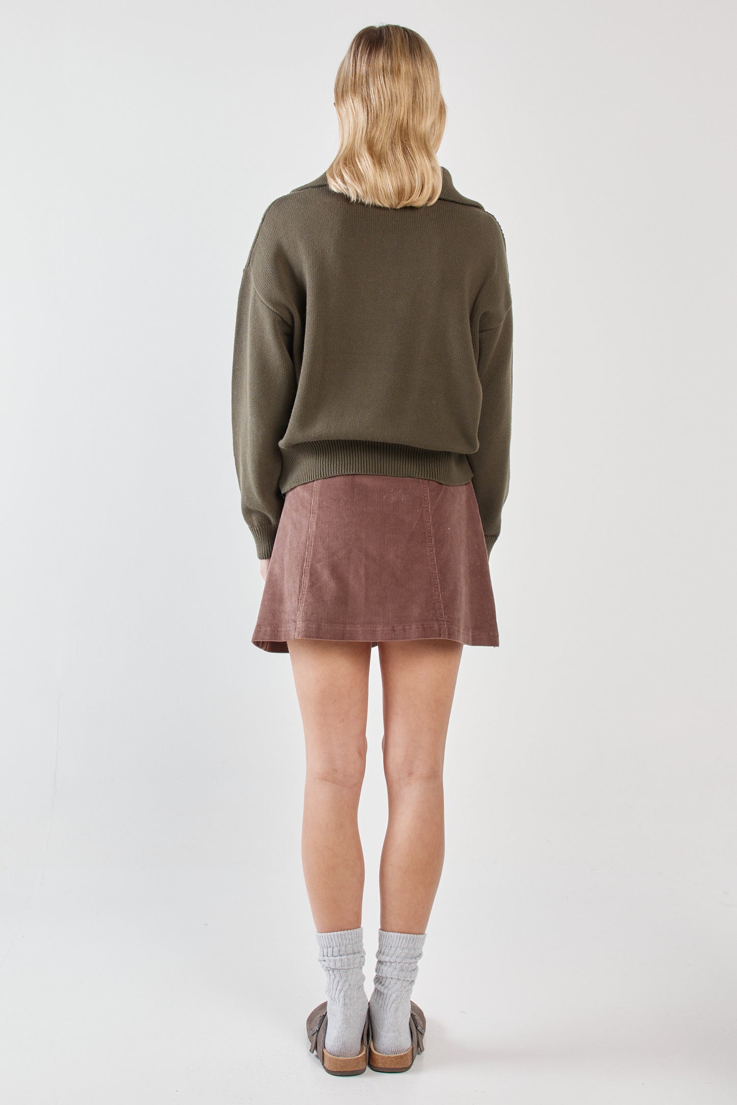 Parco Cord Mini Skirt - Mushroom