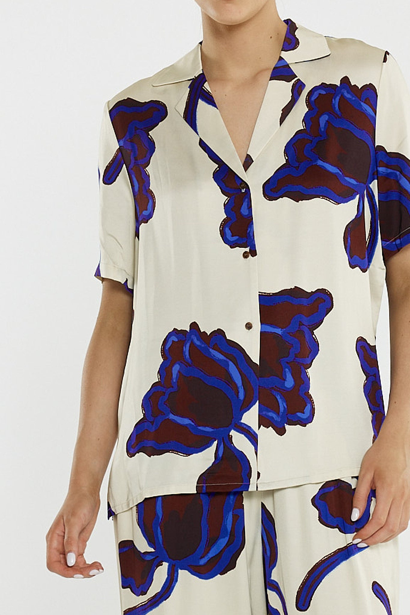 Jade Satin Shirt - Winter Poppy